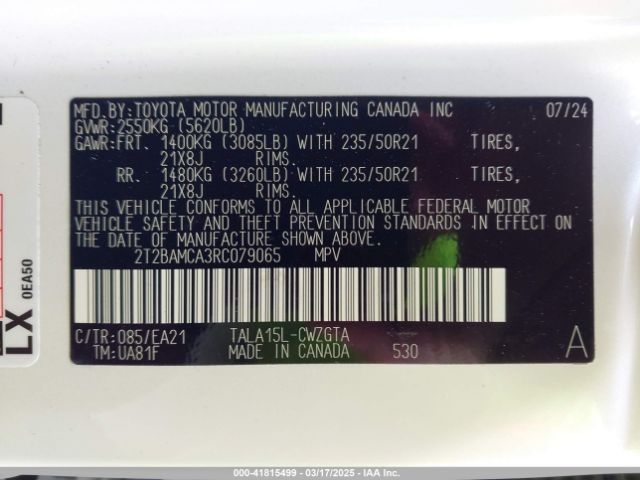 2T2BAMCA3RC079065 Lexus Rx 350 Premium