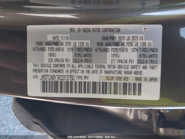JM3TCABY7K0313750 Mazda CX-9 SPORT