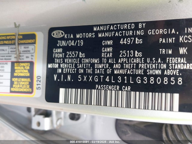 5XXGT4L31LG380858 KIA Optima Lx