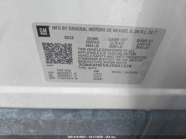 3GNAXHEV9JS641524 Chevrolet EQUINOX LS