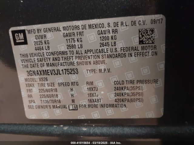 3GNAXMEV3JL175253 Chevrolet Equinox Premier