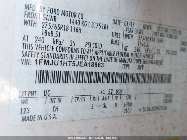 1FMJU1HT5JEA18863 Ford Expedition Xlt