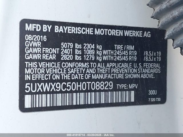 5UXWX9C50H0T08829 BMW X3 Xdrive28i