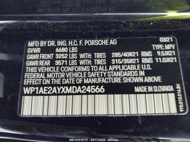 WP1AE2AYXMDA24566 Porsche Cayenne E-hybrid