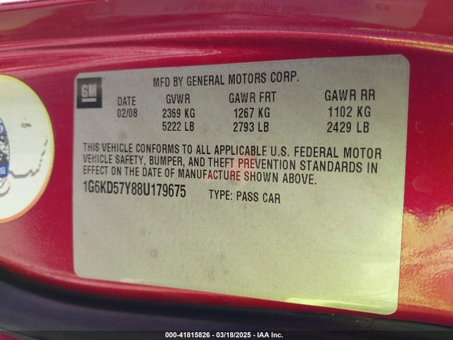 2008 CADILLAC DTS 1G6KD57Y88U179675 Photo 8