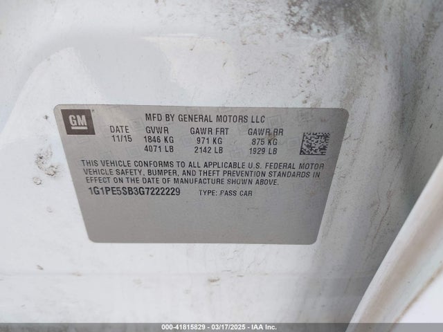 1G1PE5SB3G7222229 Chevrolet Cruze Limited 1lt Auto