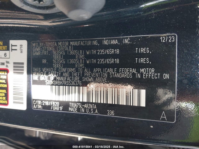 5TDKDRBH7RS536376 Toyota Highlander Le