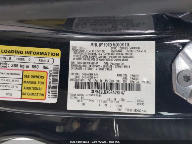 3LN6L2LUXGR628147 Lincoln MKZ HYBRID