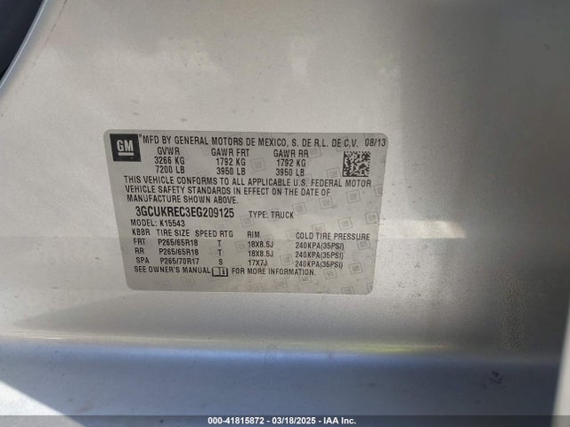 3GCUKREC3EG209125 Chevrolet Silverado 1500 2lt