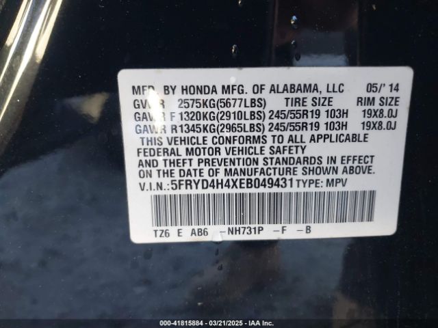 5FRYD4H4XEB049431 Acura Mdx Technology Package