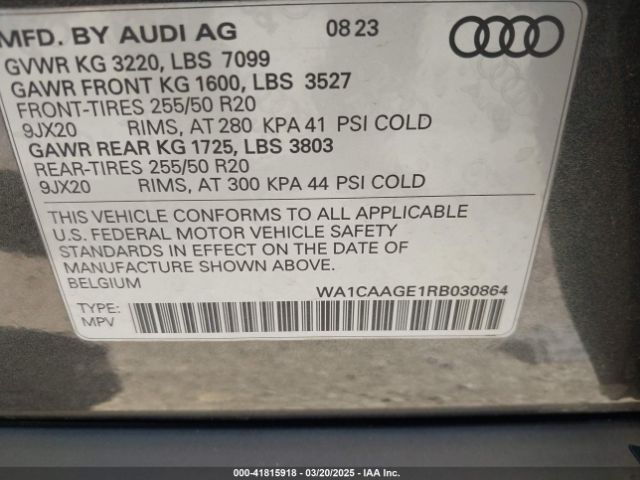 WA1CAAGE1RB030864 Audi Q8 E-tron S Line Premium Plus Quattro