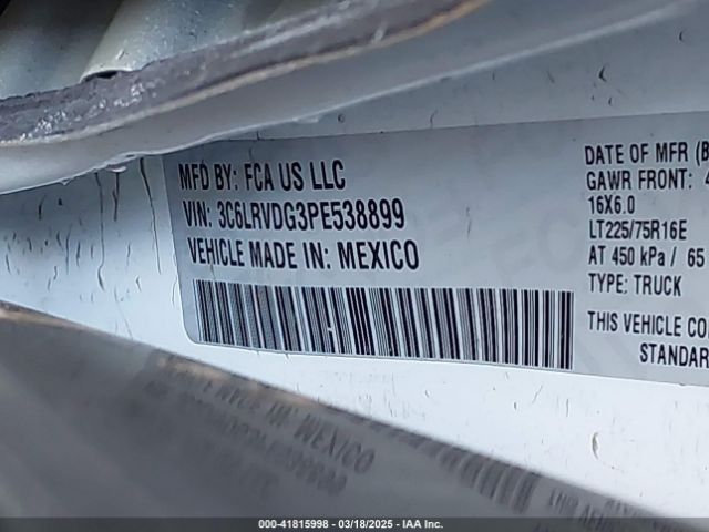 3C6LRVDG3PE538899 RAM Promaster 2500 High Roof 159 Wb