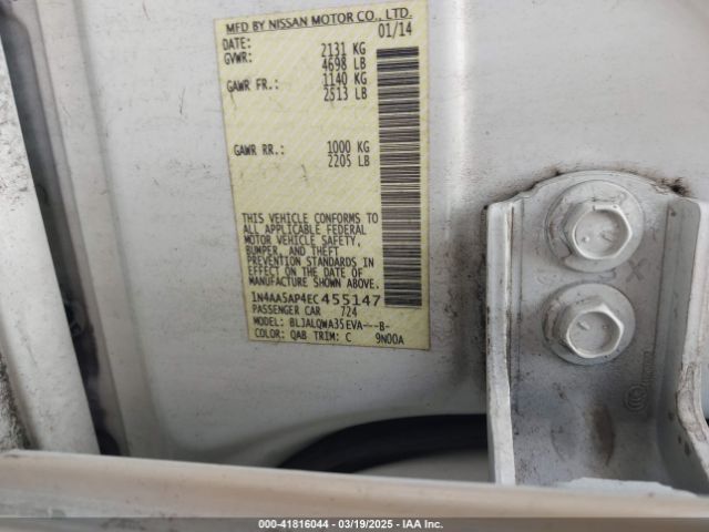 1N4AA5AP4EC455147 Nissan Maxima 3.5 S/3.5 Sv