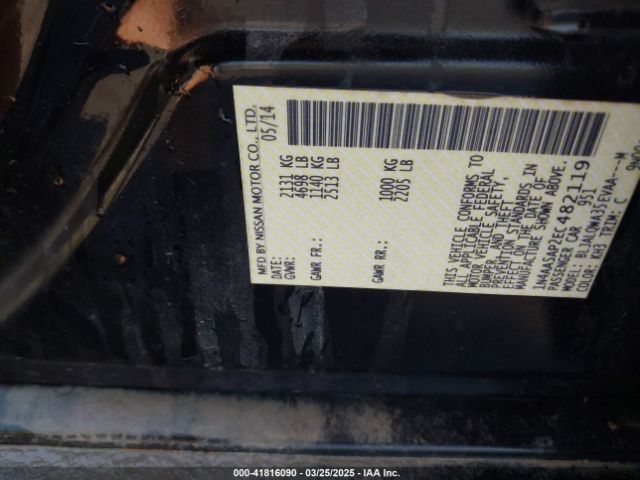 1N4AA5AP2EC482119 Nissan Maxima 3.5 S