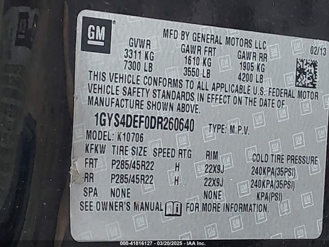 2013 CADILLAC ESCALADE 1GYS4DEF0DR260640 Photo 8