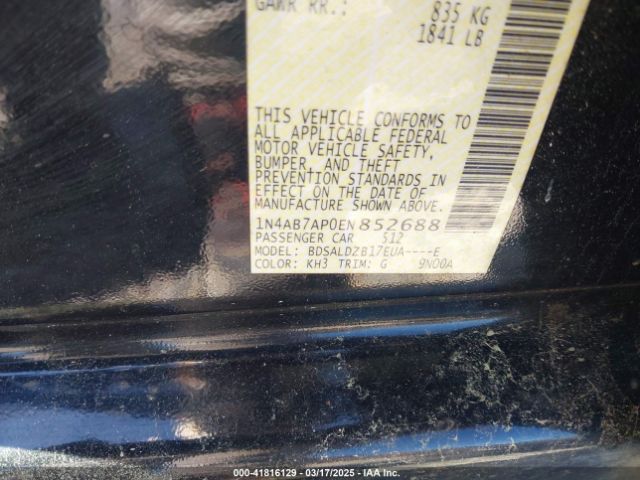 1N4AB7AP0EN852688 Nissan Sentra Fe+ S/fe+ Sv/s/sl/sr/sv