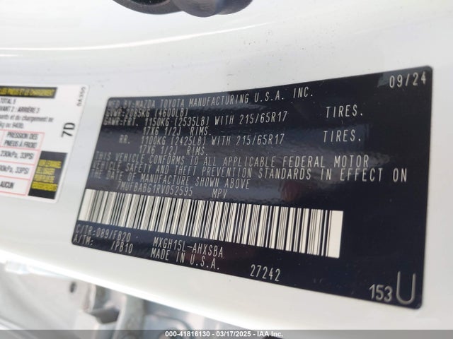 7MUFBABG1RV052595 Toyota Corolla Cross Hybrid Se