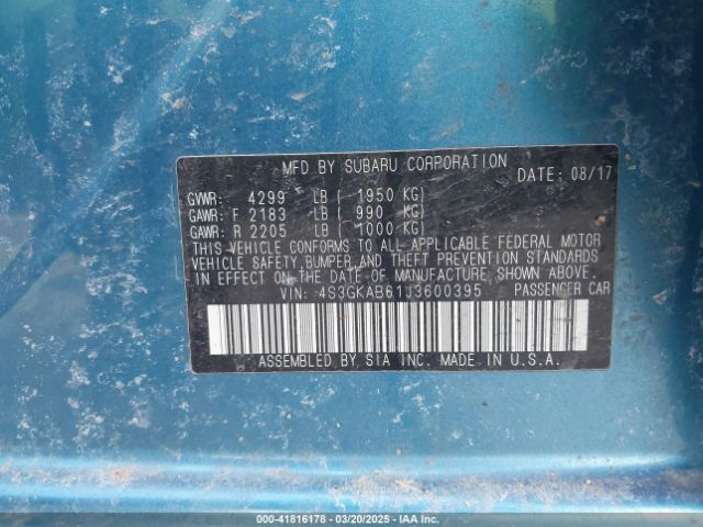 4S3GKAB61J3600395 Subaru Impreza 2.0i Premium