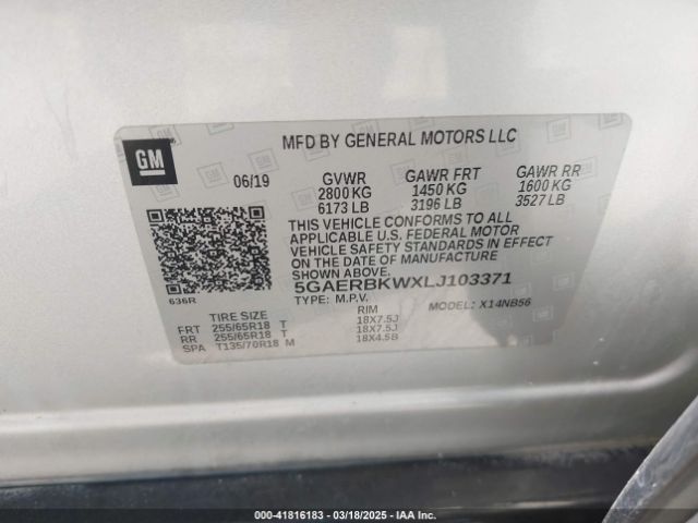 5GAERBKWXLJ103371 Buick Enclave Fwd Essence