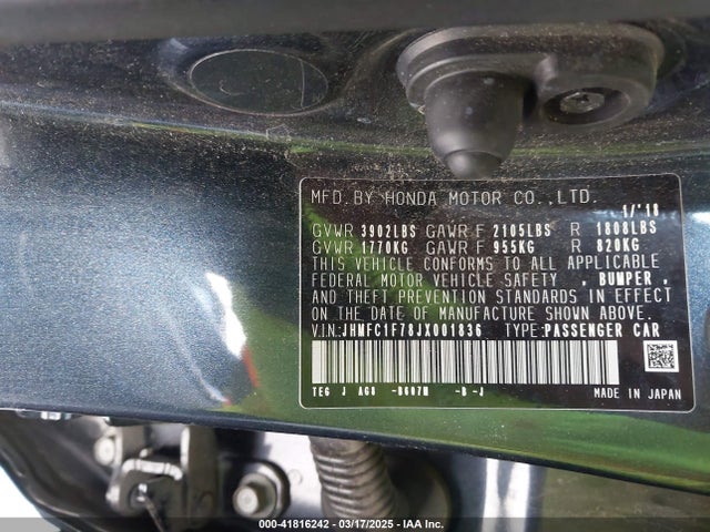 JHMFC1F78JX001836 Honda Civic Ex-l