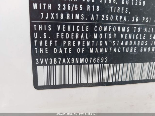 2022 VOLKSWAGEN TIGUAN 3VV3B7AX9NM076592 Photo 8