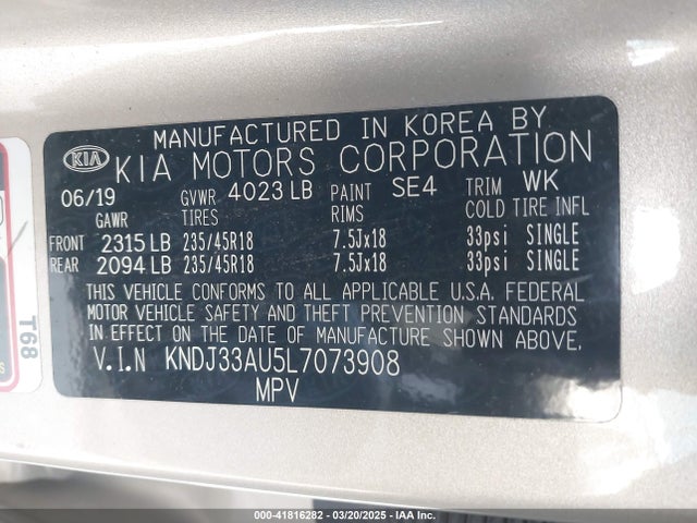 KNDJ33AU5L7073908 KIA SOUL EX