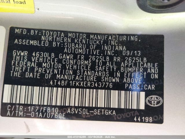 4T4BF1FKXER343776 Toyota CAMRY XLE