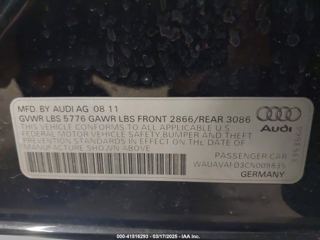 2012 AUDI A8 WAUAVAFD3CN009835 Photo 8