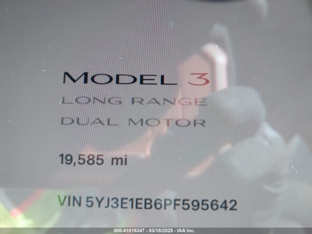 5YJ3E1EB6PF595642 Tesla Model 3 Long Range Dual Motor All-wheel Drive