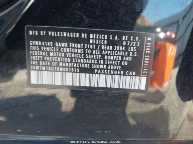 3VW7M7BU7RM001519 Volkswagen Jetta 1.5t Se