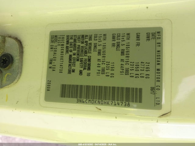 3N6CM0KN0HK714738 Nissan NV200 SV