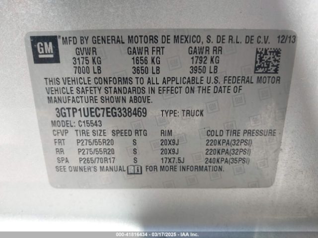3GTP1UEC7EG338469 GMC Sierra 1500 Sle