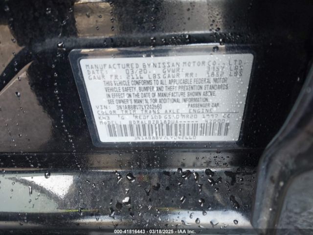 3N1AB8BV7LY242660 Nissan Sentra S Xtronic Cvt
