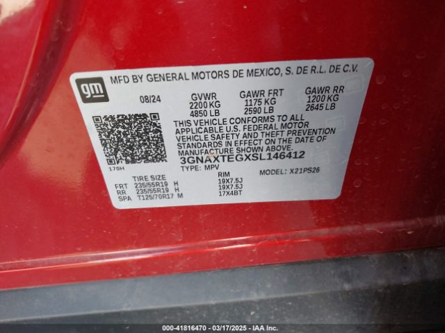 3GNAXTEGXSL146412 Chevrolet Equinox Awd Rs