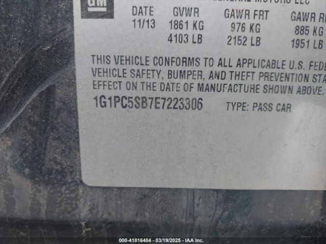 1G1PC5SB7E7223306 Chevrolet Cruze 1lt Auto