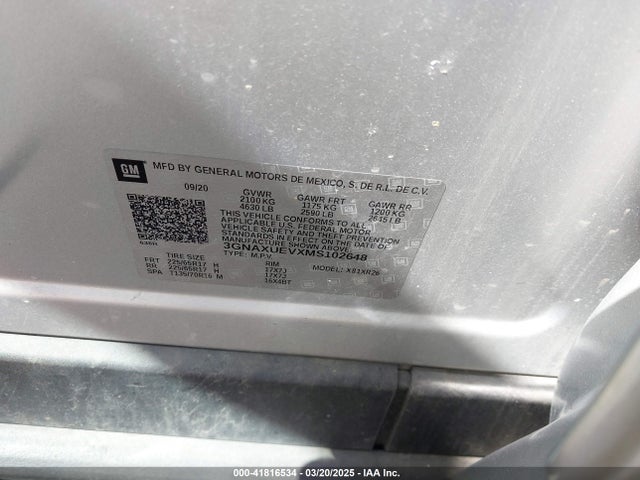 3GNAXUEVXMS102648 Chevrolet Equinox Awd Lt
