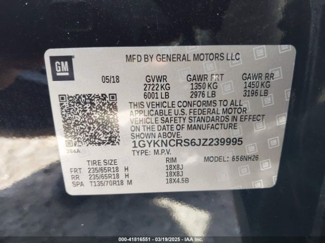 1GYKNCRS6JZ239995 Cadillac XT5 LUXURY
