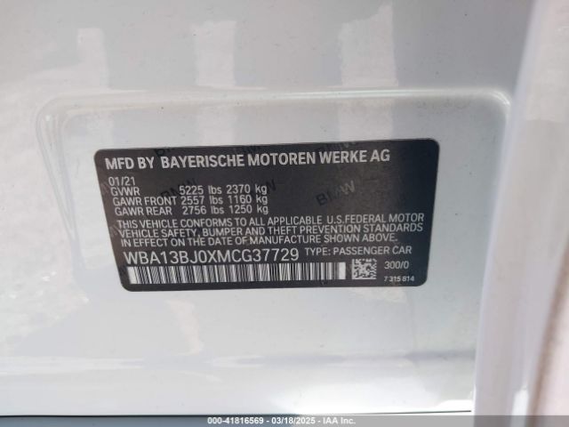 2021 BMW 530I WBA13BJ0XMCG37729 Photo 8