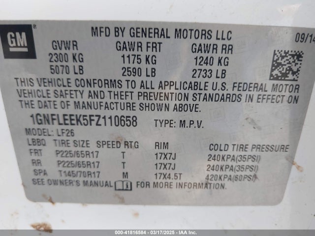 1GNFLEEK5FZ110658 Chevrolet EQUINOX LS
