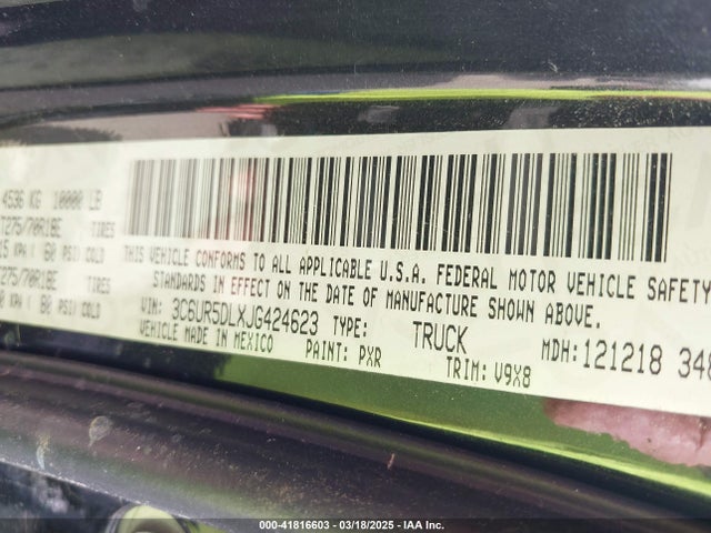 3C6UR5DLXJG424623 RAM 2500 Slt  4x4 6'4 Box