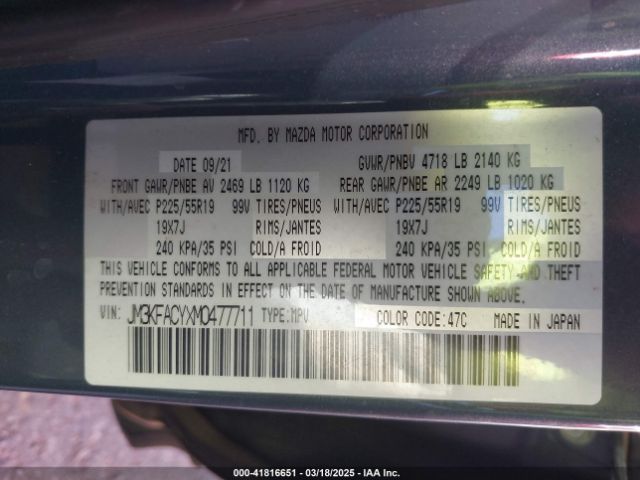 JM3KFACYXM0477711 Mazda Cx-5 Carbon Edition Turbo