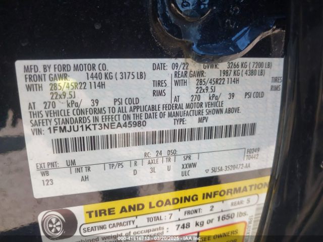 1FMJU1KT3NEA45980 Ford Expedition Limited