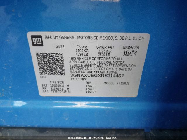 3GNAXUEGXRS114467 Chevrolet Equinox Awd Lt