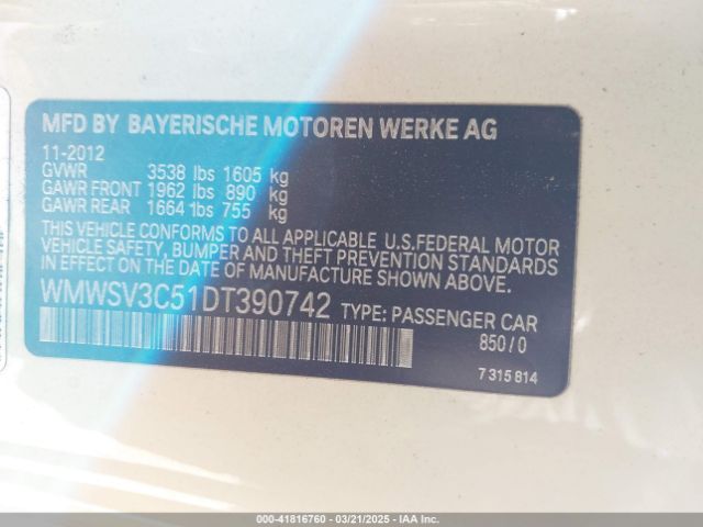 2013 MINI HARDTOP WMWSV3C51DT390742 Photo 8