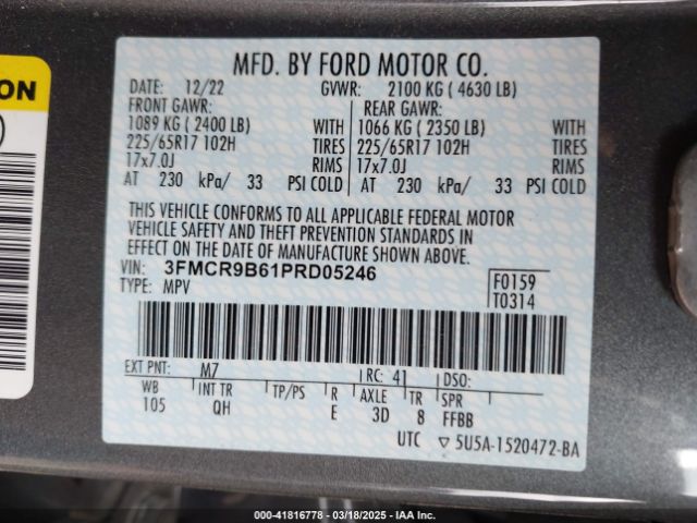 3FMCR9B61PRD05246 Ford Bronco Sport Big Bend