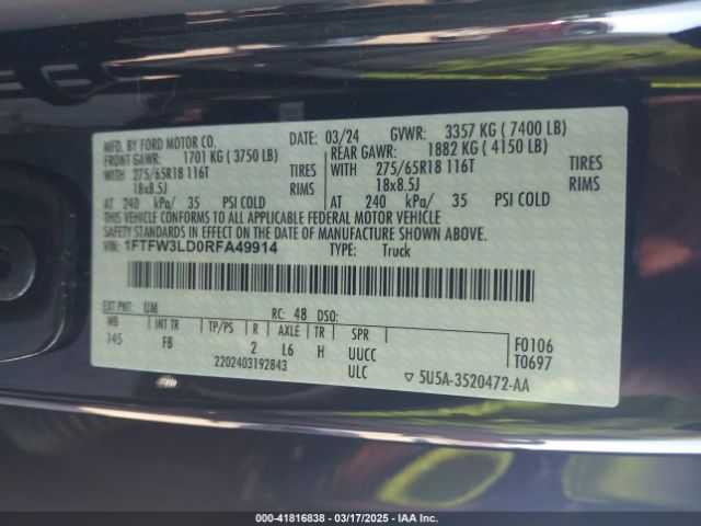 1FTFW3LD0RFA49914 Ford F-150 Xlt