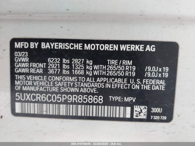 5UXCR6C05P9R85868 BMW X5 Xdrive40i