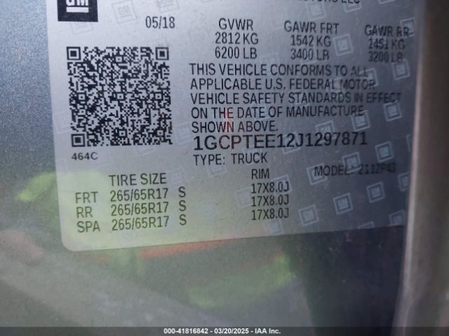 1GCPTEE12J1297871 Chevrolet Colorado Zr2