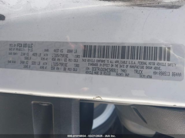 3C6TRVDG3HE506911 RAM Promaster 2500 High Roof 159 Wb