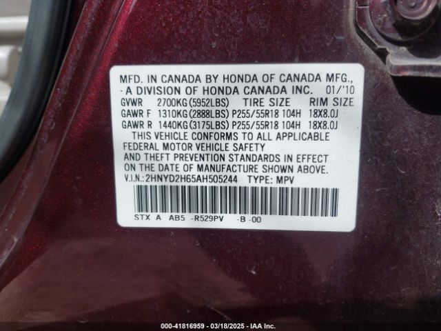 2010 ACURA MDX 2HNYD2H65AH505244 Photo 8